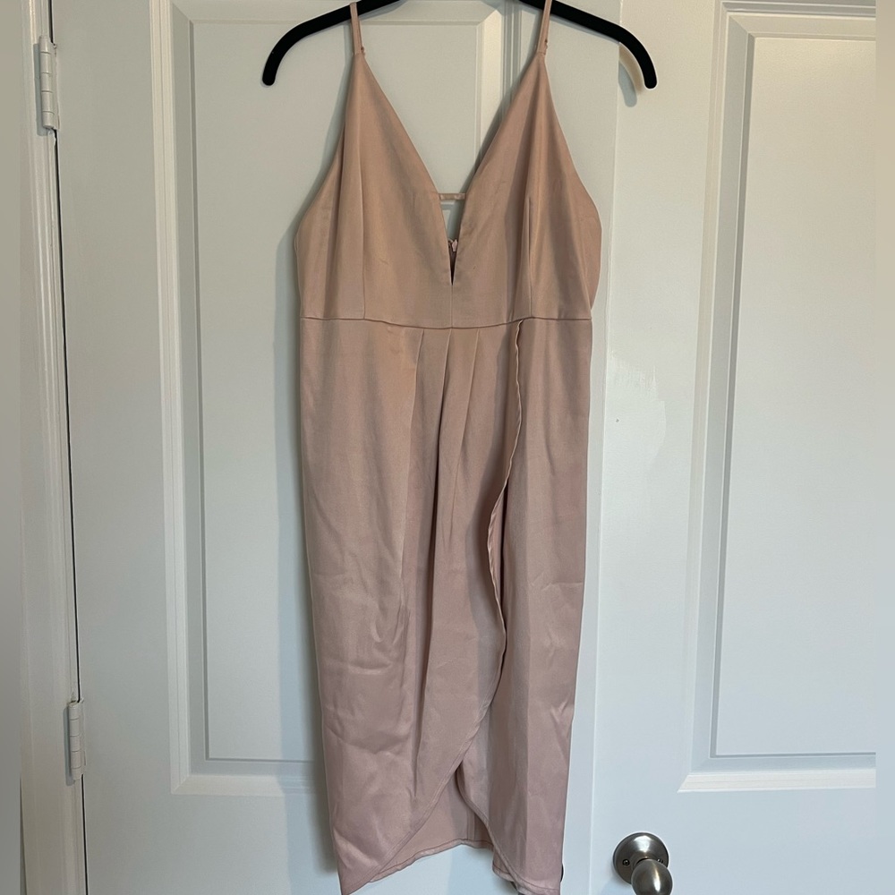 Tan/light pink cocktail dress